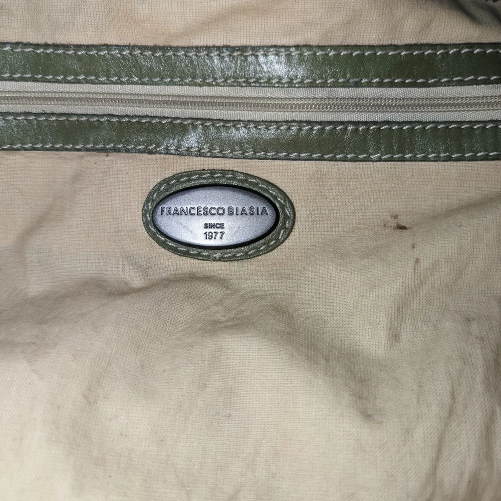 Francesco Biasia green leather hobo bag.